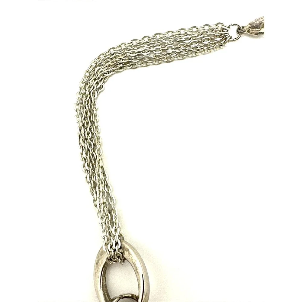 Vintage ALFANI Necklace Heavy Silver Tone Oval Link Multi Strand Chain 16